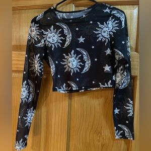 Long Sleeve Mesh Crop Top